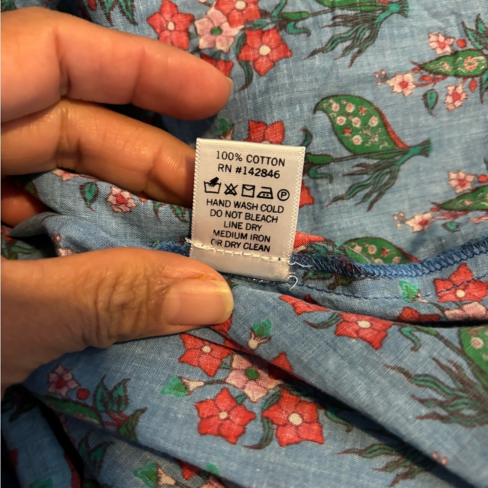 RHODE claudine blue floral wrap midi dress with puff sleeves - Picture 10 of 11